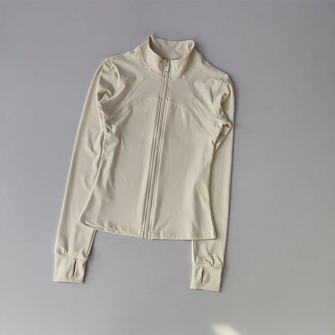 Yoga Suit Women's High-end Standing Collar Long Sleeved Sports Jacket Running Training Fitness Top Windproof Running Suit Zen fit plus