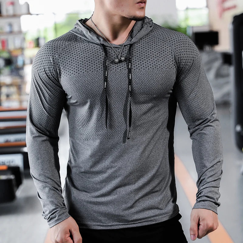 Mens Fitness Tracksuit Running Sport Hoodie Gym Joggers Hooded Outdoor Workout Shirts Tops Clothing Muscle Training Sweatshirt Zen fit plus