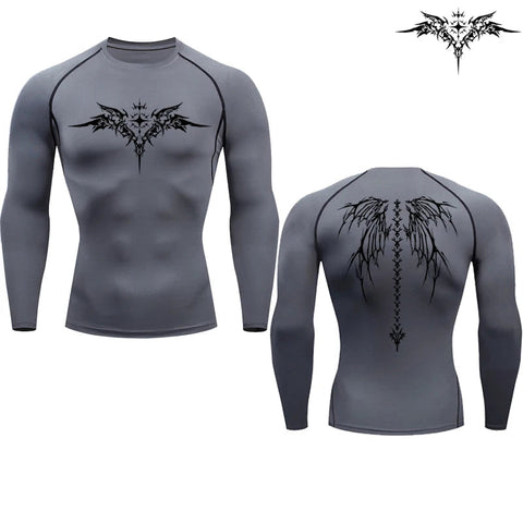 Casual Anime Print Running Compression T-Shirt Men's Quick-Drying Fitness Sportswear Gym Sports Long Sleeve Breathable Top S-3XL Zen fit plus