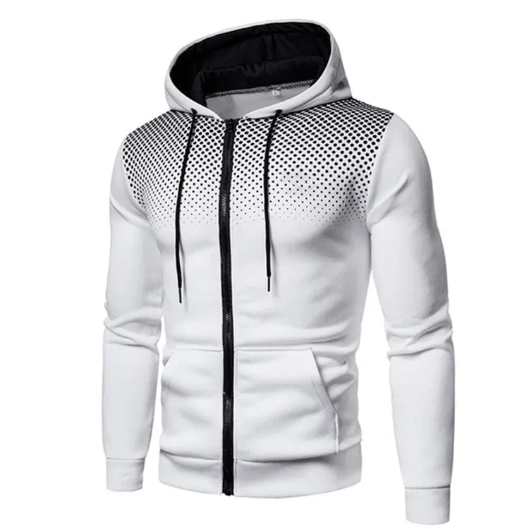 Men's Hoodie Zipper Pocket Polka Pot Print Hoodie Sweatshirt Sport Outdoor Casual Everyday Hoodie Slim Fit Sweatshirt - Zen Fit Plus