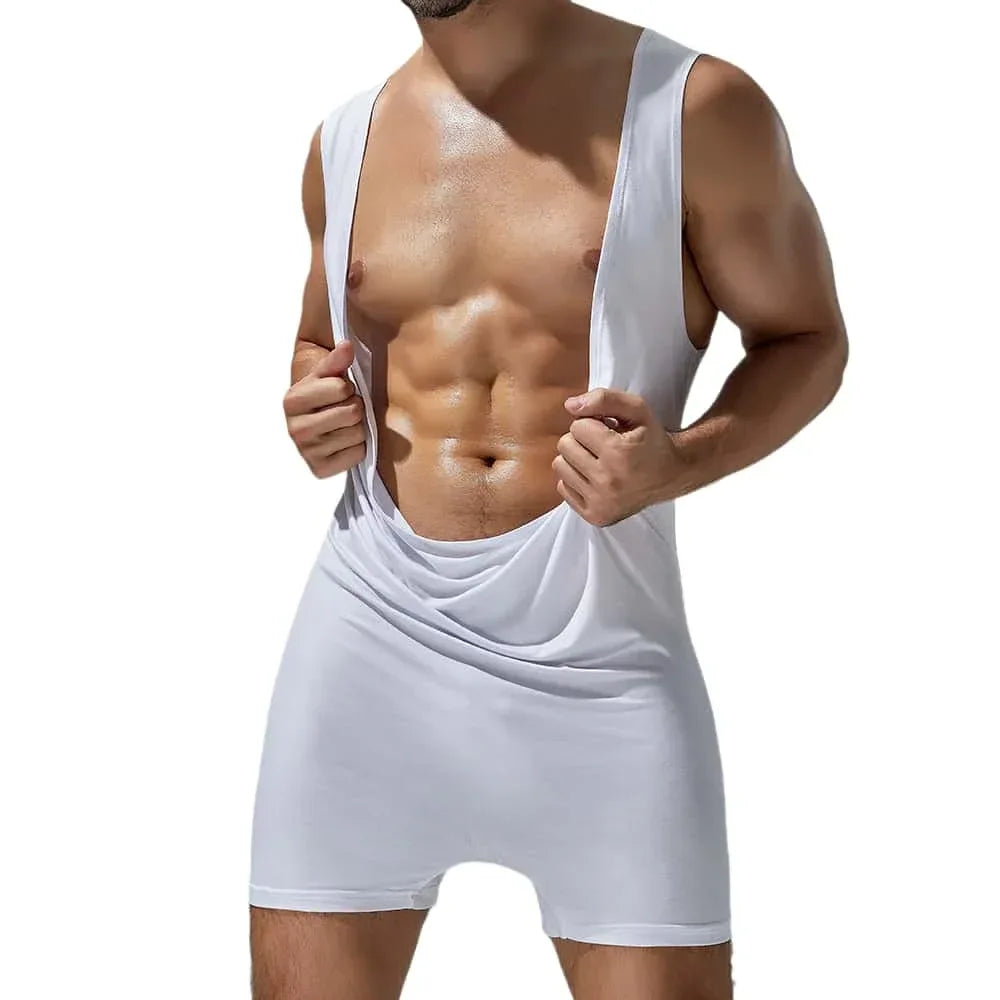 TAUWELL Men Bodysuits Undershirts Tank Tops Bodybuilding Jumpsuit Shorts One-piece Loungewear Vest Gym Fitness Singlet - Zen Fit Plus