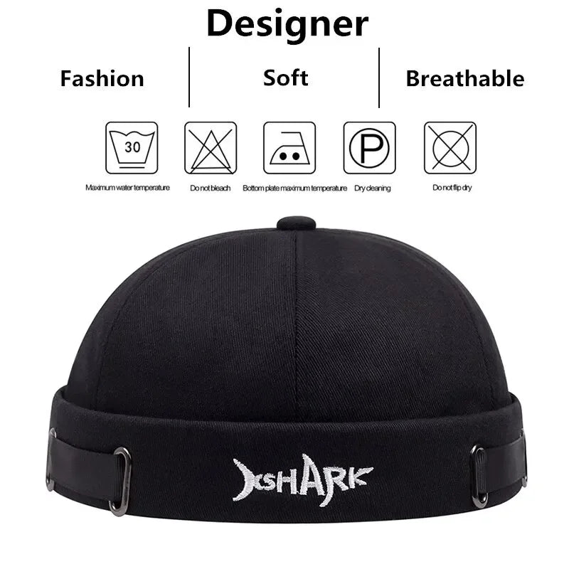 Vintage Brimless Hat Breathable Shark Beanie Hat Cotton Retro Men Adjustable Docker Cap Literary Sailor Cap Women Hip Hop Hat - Zen Fit Plus
