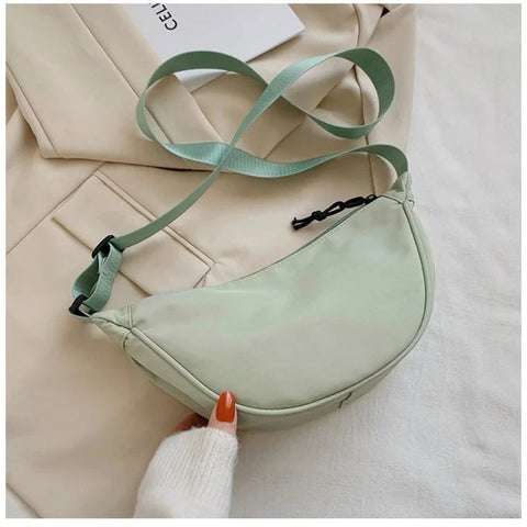 Women Shoulder Bags Solid Color Nylon Dumpling Messenger Bag 2023 New Trendy Lightweight Large Capacity Underarm Bag Zen fit plus