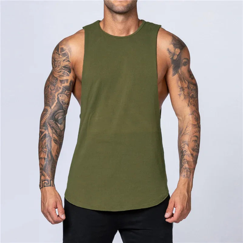 Men's Gym Clothing Summer Fitness Cotton Tank Top Men Jogging Bodybuilding Sleeveless Shirt Breathable O-Neck Casual Muscle Vest - Zen Fit Plus