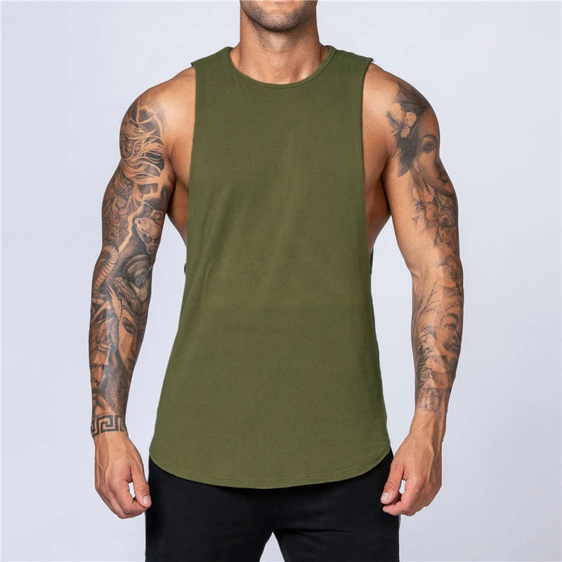 Men's Gym Clothing Summer Fitness Cotton Tank Top Men Jogging Bodybuilding Sleeveless Shirt Breathable O-Neck Casual Muscle Vest Zen fit plus