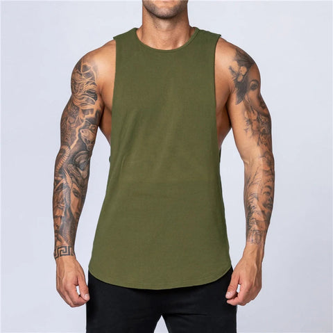 Men's Gym Clothing Summer Fitness Cotton Tank Top Men Jogging Bodybuilding Sleeveless Shirt Breathable O-Neck Casual Muscle Vest Zen fit plus