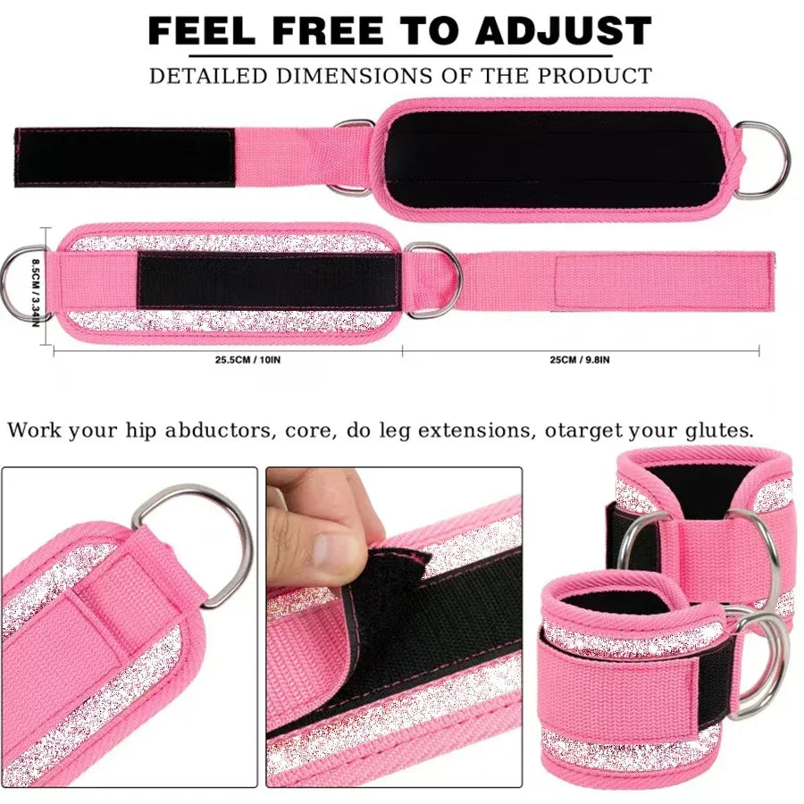 Fitness fluorescence Sports Straps Adjustable D-Ring Support Cuffs Ankle Pulley With Buckle Guard Leg Strength Safety Abductors - Zen Fit Plus