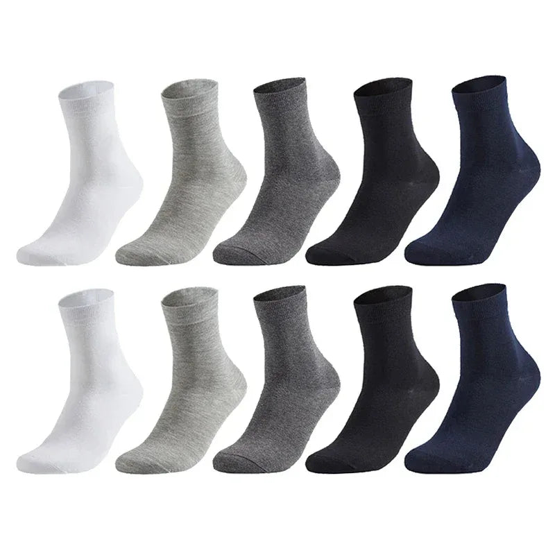 10 Pairs Men's Cotton Socks New Style Black Business Men Socks Soft Breathable Summer Winter for Male Socks Plus Size 38-47 - Zen Fit Plus