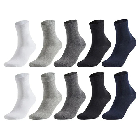 10 Pairs Men's Cotton Socks New Style Black Business Men Socks Soft Breathable Summer Winter for Male Socks Plus Size 38-47 - Zen Fit Plus