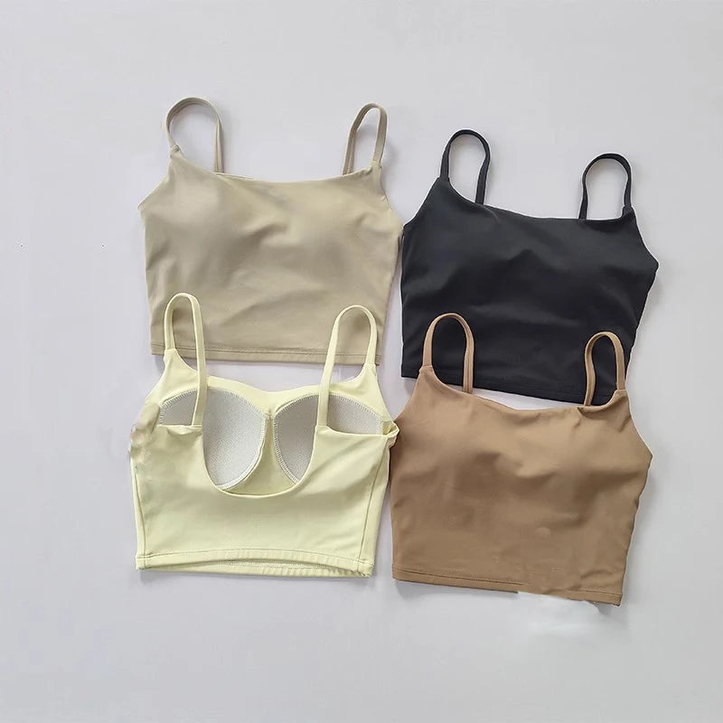 Small Sling Vest Integrated Fixed Gathering Sports Underwear Women's Bra Beauty Back Training Fitness Bra Summer Clothing Suit Zen fit plus