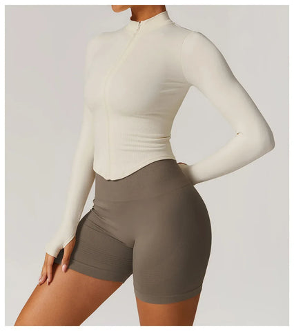 Hearuisavy Autumn Running Zipper Workout Jacket Women Long Sleeve Sportswear Gym Top Female Quick-Dry Yoga Clothing Sport Coat - Zen Fit Plus