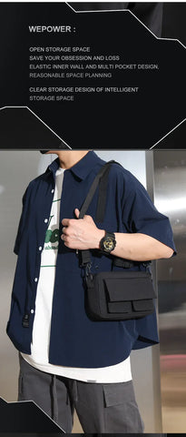 Minimalist Black Shoulder Bag Retro Male Nylon Crossbody Bags Men's Small Messenger Bag for Men Suitable for Daily Use - Zen Fit Plus