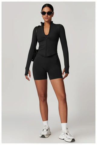 Hearuisavy Autumn Running Zipper Workout Jacket Women Long Sleeve Sportswear Gym Top Female Quick-Dry Yoga Clothing Sport Coat - Zen Fit Plus