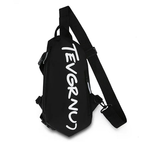 Men's Black Chest Bag Waterproof Nylon Letter Print Women White Crossbody Shoulder Bag Sports Couple Hiking Small Backpack Packs Zen fit plus