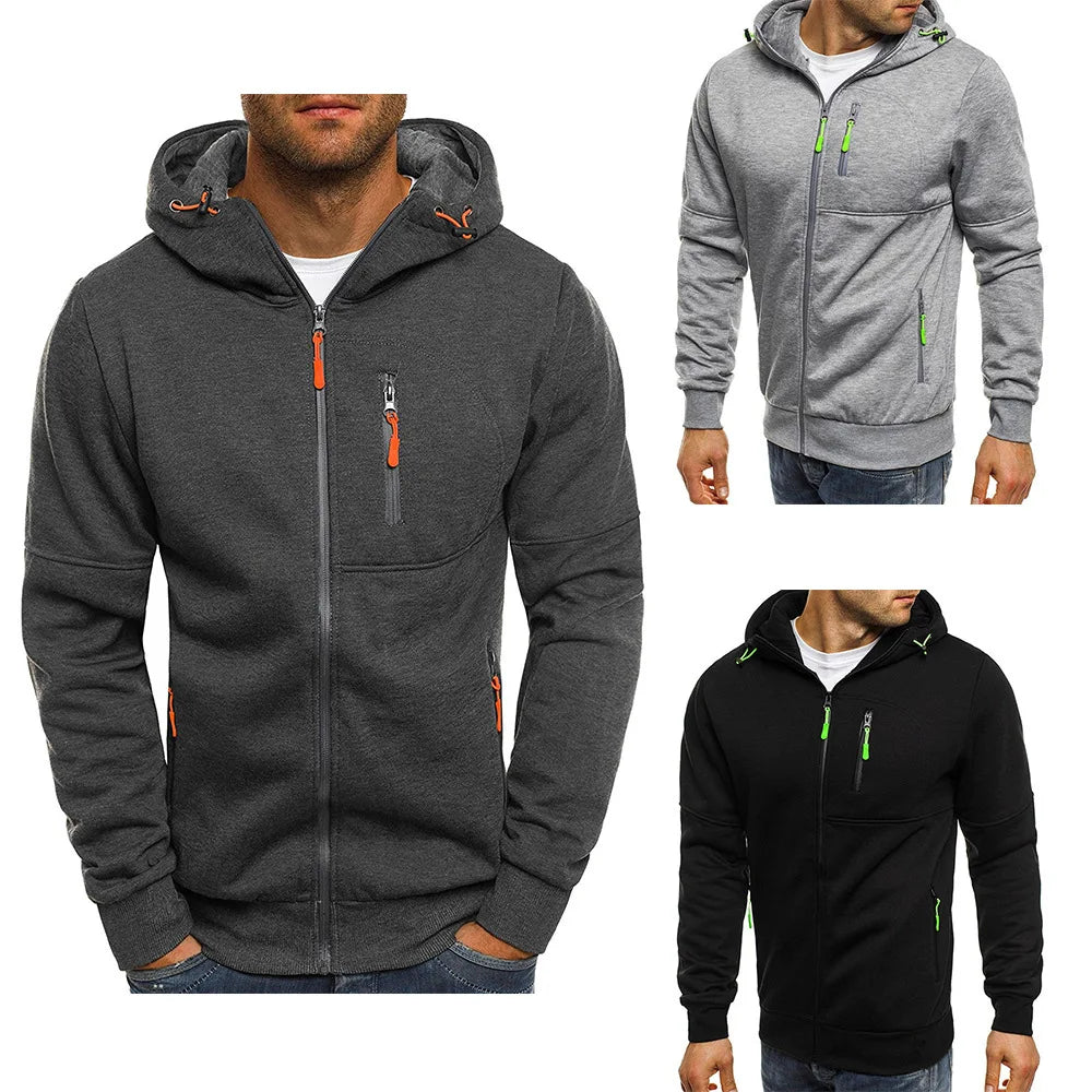 Men's Hoodies Long Sleeve Sweatshirt Zipper Design Hooded Sweatshirt for Men Clothing Sportswear Slim Fit Casual Jacket Zen fit plus
