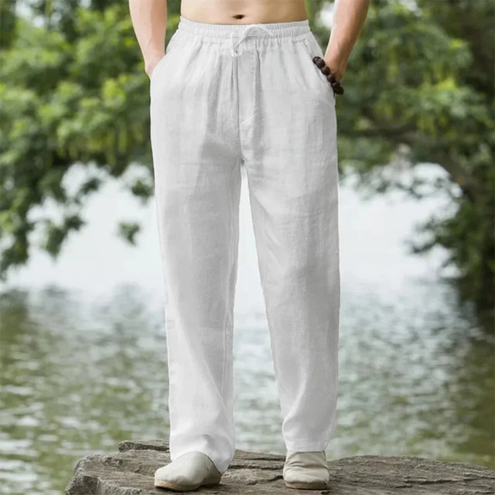 Men's Beach Pants Joggers  Streetwear Cotton Linen Sweatpants Casual Pants Hawaiian Vacation Loose Summer Long Zen fit plus