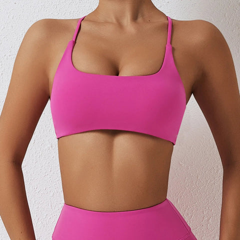 NCLAGEN Ladies Sports Bra Sexy Criss Cross Straps Back High Support Impact Yoga Underwear Running Fitness Gym Padded Bralette Zen fit plus