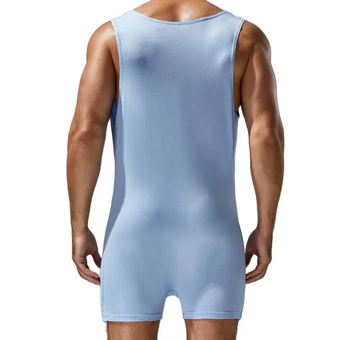 TAUWELL Men Bodysuits Undershirts Tank Tops Bodybuilding Jumpsuit Shorts One-piece Loungewear Vest Gym Fitness Singlet - Zen Fit Plus