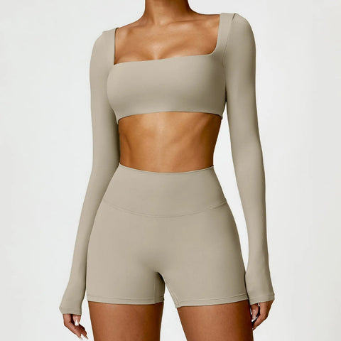 2PCS Yoga Suit Sports Set Women Quick-Drying Gym Set Women Tracksuit Running Workout Long Sleeve Sports Shirt Yoga Clothing Zen fit plus