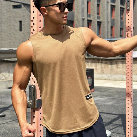 2025 Summer New Trend Men tank top Pullover Round Neck Mesh Bottom Shirt Sports Fitness Top Sleeveless Vest Quick Dry undershirt - Zen Fit Plus