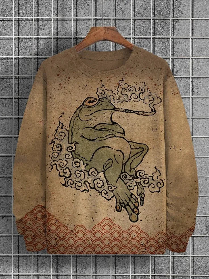 2025 Men's Animal Sweatshirts Long Sleeve Sweatshirt Crew Neck Fashion 3D Printed Japanese Art Prints Casual Sweatshirts Zen Fit Plus