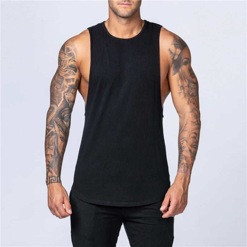 Men's Gym Clothing Summer Fitness Cotton Tank Top Men Jogging Bodybuilding Sleeveless Shirt Breathable O-Neck Casual Muscle Vest Zen fit plus