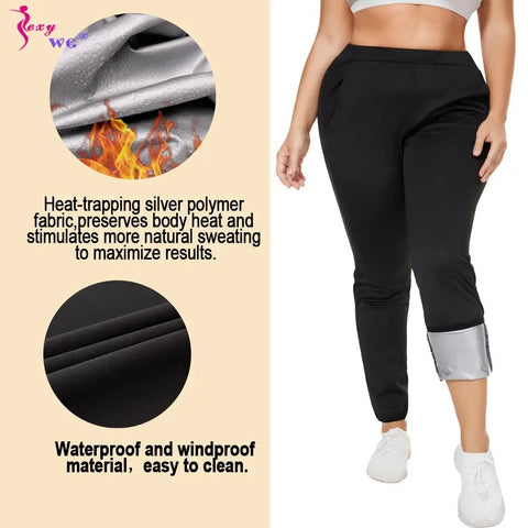 SEXYWG Women Sauna Suit for Weight Loss Sweat Top Pants Fitness Jacket Leggings Thermo Long Sleeves Trousers Body Shaper Gym Zen fit plus