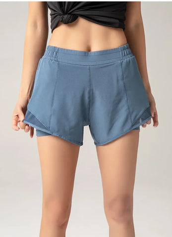 2024 Sport Shorts Women Sportswear Double-deck Running Shorts Yoga Bottoms Summer Gym Fitness Training Jogging Short Pants - Zen Fit Plus
