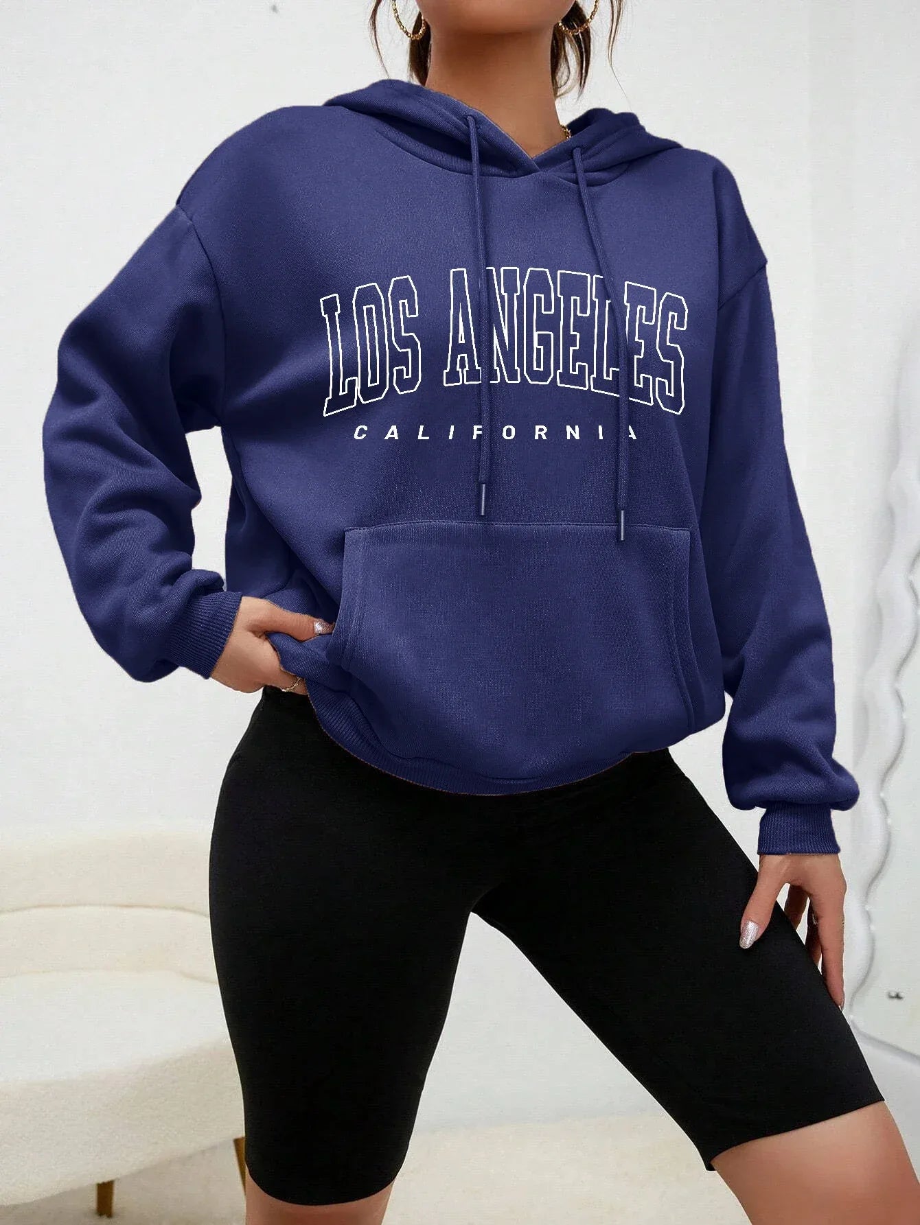 Los Angeles Art Letter Design Women Hoodies American Style Casual Hoody Autumn Hip Hop Female Hoodie Casual Fleece Clothing - Zen Fit Plus