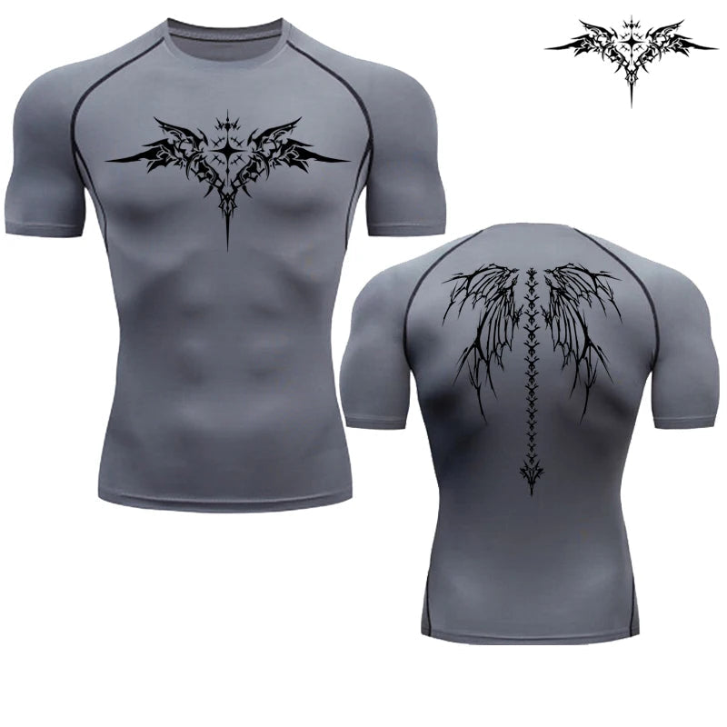 Casual Anime Print Running Compression T-Shirt Men's Quick-Drying Fitness Sportswear Gym Sports Long Sleeve Breathable Top S-3XL Zen fit plus