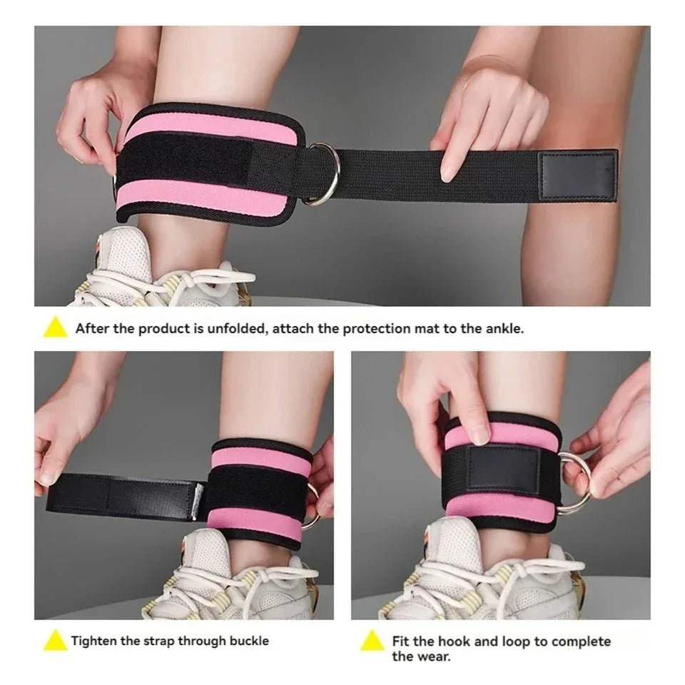 Adjustable Padded Ankle Wrist Cuffs Padded Straps D-Ring Glute Kickback for Cable Machine, Ideal for Glutes Exercises - Zen Fit Plus