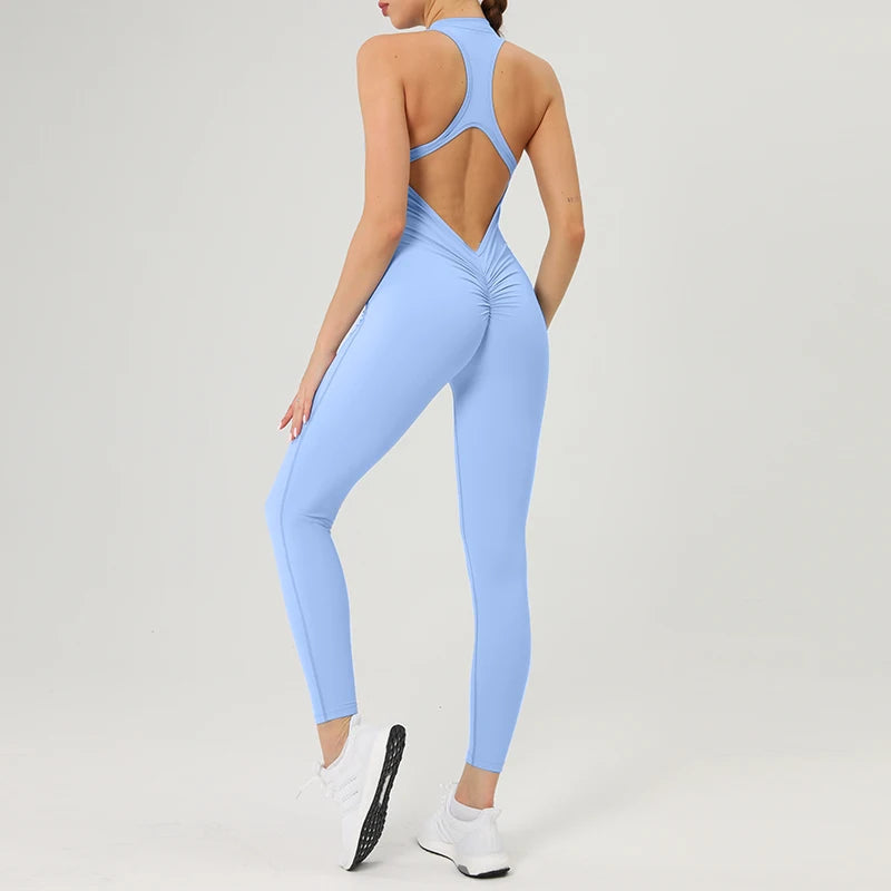Scrunch Gym Jumpsuit Women's Fitness Suit Short Sets Sports Overalls for Woman Tracksuit Yoga Clothing Zipper Workout Sportswear Zen fit plus