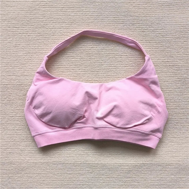 HBC Women's Sports Bra High Elastic Halter Top Push-up Fitness Workout Underwear Seamless Gym Tops Yoga Bra Zen Fit Plus