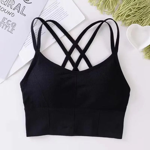 Sexy Women Tops Back Cross Strap Tank Top Push Up Running Sports Bra Breathable Soft Fitness Beauty Solid Color Yoga Bra Zen Fit Plus