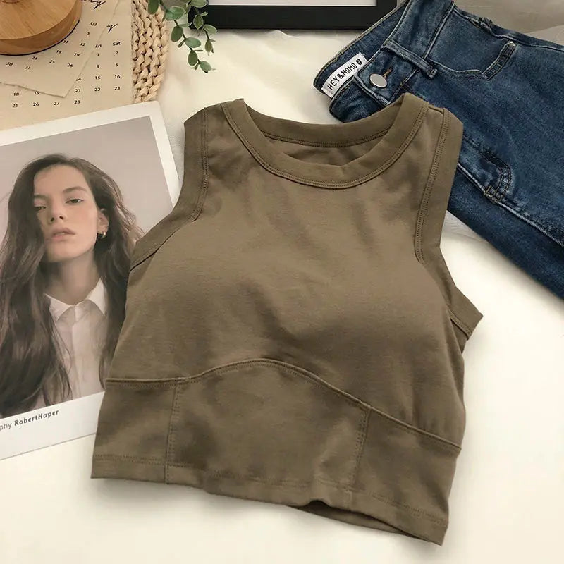 1/2 PCS Back Sports Bra Women Sleeveless Vest Beautiful Slim Tube Top Underwear With Bra Pads Undershirt Elastic Korean Crop Top Zen fit plus
