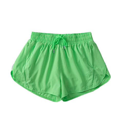 (S-2XL)2 in 1 Women Zipper Pocket Quick Dry Running Shorts 2 Layer Gym Yoga Fitness Badminton Tennis Training Sport Short Pants Zen fit plus