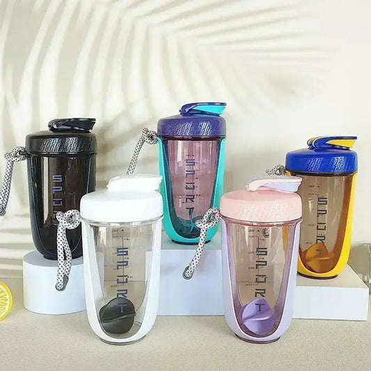 590ML Blender Shaker Bottle with Stirring Ball Protein Powder Shake Cup Plastic Mixing Cup Body Building Exercise Bottle Zen fit plus
