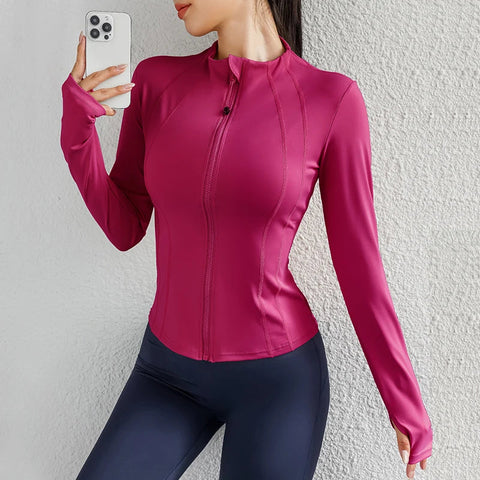 Women Yoga jacket Gym Wear zipper long sleeve fitness woman Jackets Coat Zen fit plus
