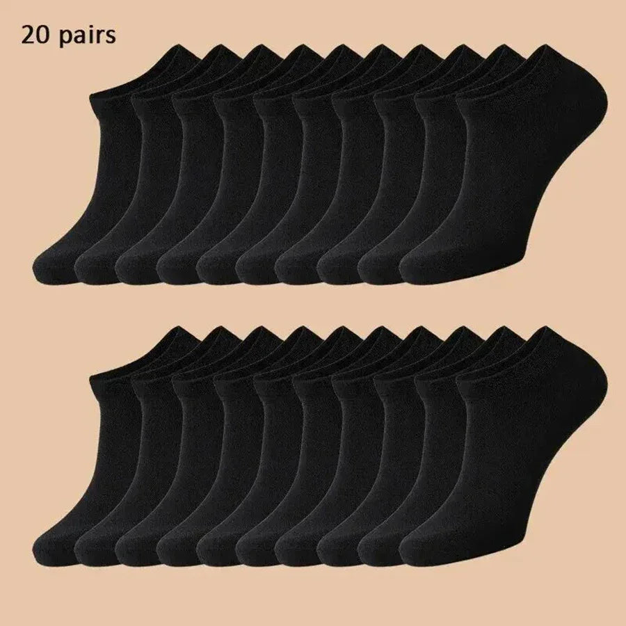 10/12/20/40 Pairs Men Boat Socks Business Sport Sweat Absorption Mature Summer Autumn Solid Color Soft Non Pilling Ankle Socks - Zen Fit Plus