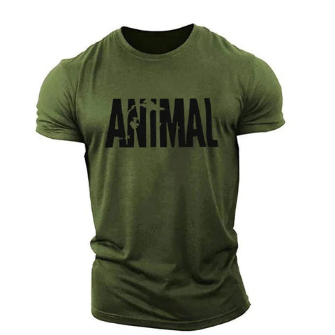Animal Letter Minimalist Style Fashion Men's T-shirts Short Sleeve O-Neck Sportswear Oversized Gym Tops Street Men Women T Shirt Zen fit plus