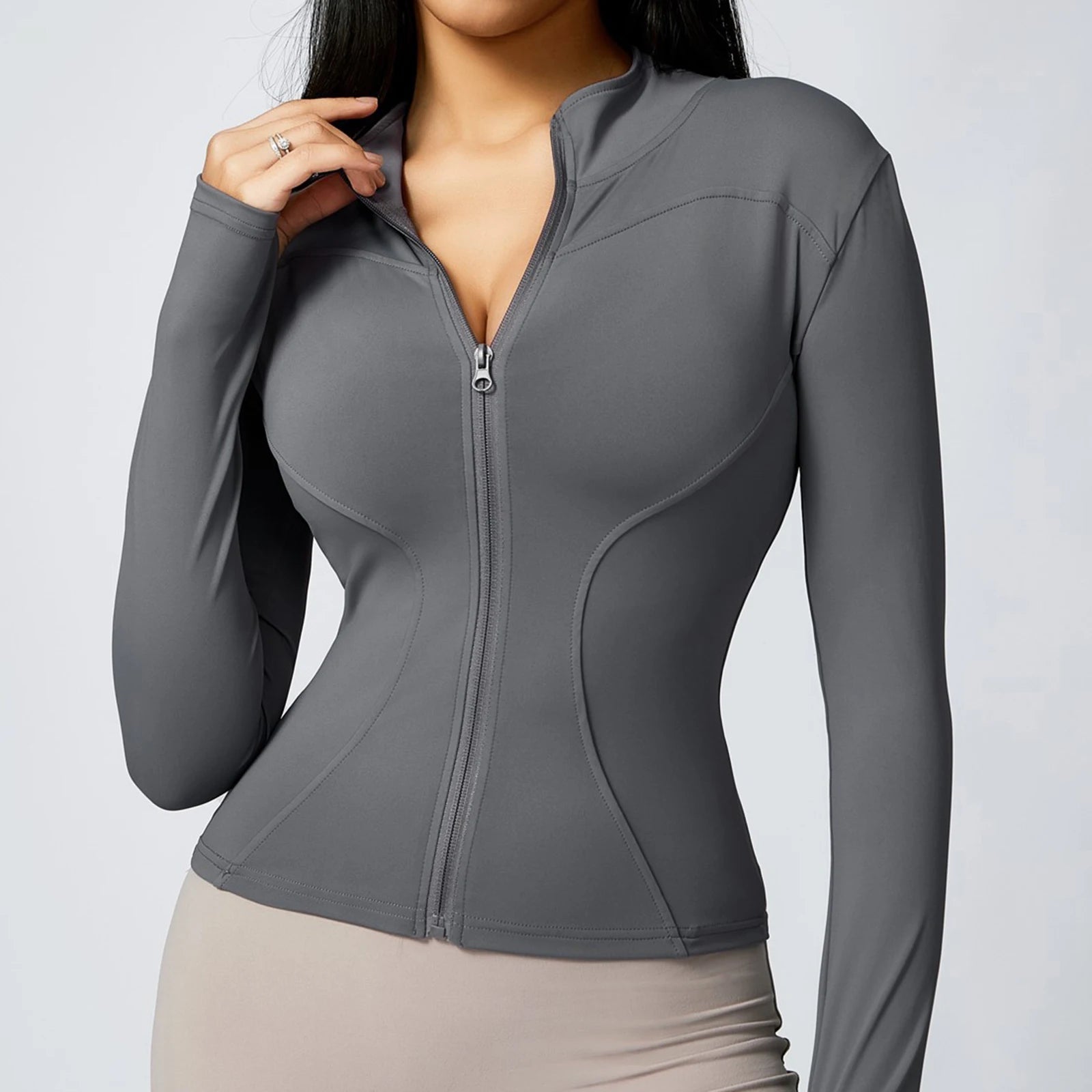 New Yoga Coat Women Short Sports Workout Jacket Solid Color Quick Dry Lightweight Zip Up Fitness Athletic Slim Fit Tops Zen fit plus