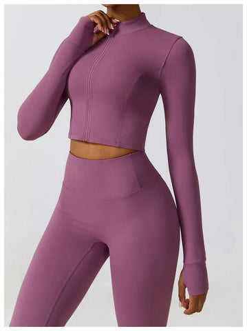 Hearuisavy Autumn Elasticity Yoga Jacket Outdoor Running Sports Jacket Female Gym Zipper Tight Fitting Jacket Women Sportswear - Zen Fit Plus