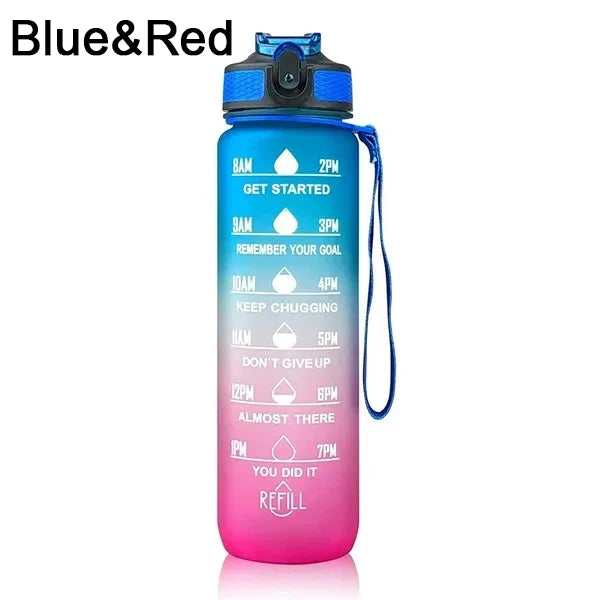 1000ML Water Bottle With Time Marker Plastic Motivational Water Bottle Drinking Bottle for Gym Sports Outdoor Travel Work 1PC Zen fit plus