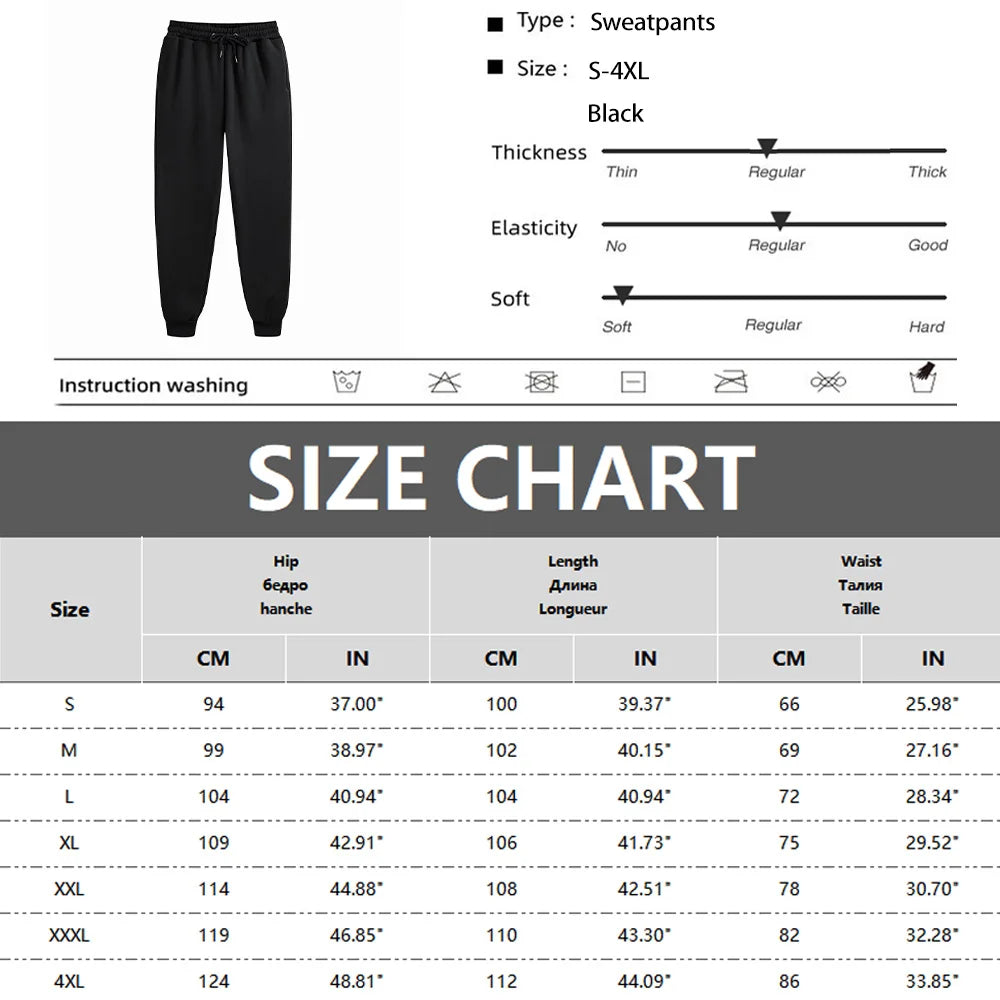 Men's Sweatpants Spring Autumn Fleece Pants Sport Long Pants Casual Drawstring Pockets Trousers Oversize Sweatpants For Men Zen fit plus
