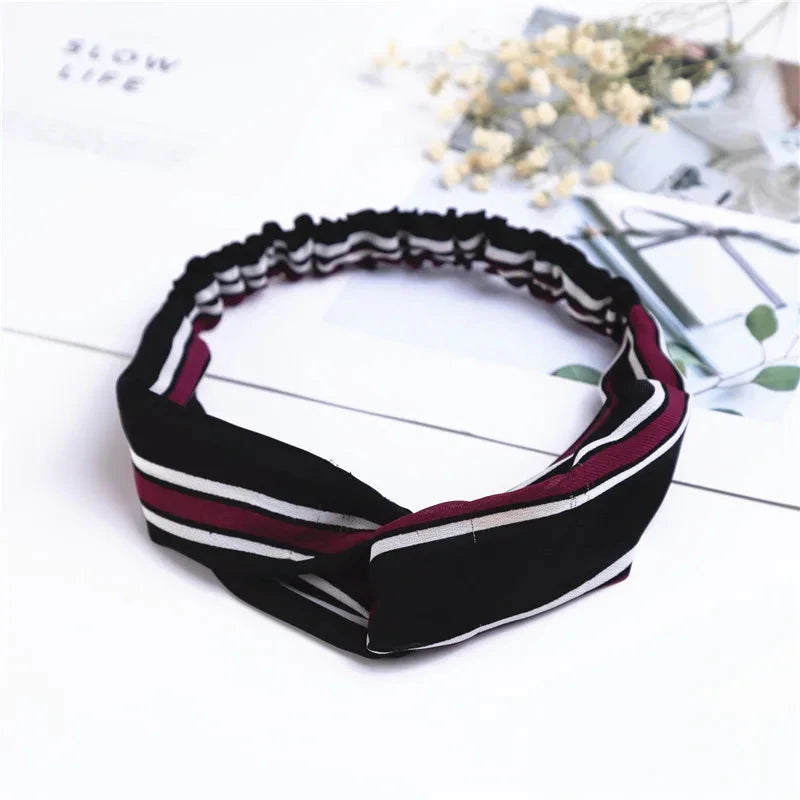 Fashion Women Girls Summer Bohemian Hair Bands Print Headbands Vintage Cross Turban Bandage Bandanas HairBands Hair Accessories Zen Fit Plus