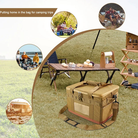 30L Camping Cooking Utensil Organizer Large Capacity Car Trunk Storage Bag Detachable Multifunctional Camping Stove Storage Case - Zen Fit Plus