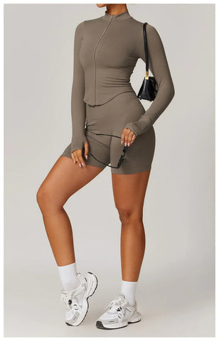 Hearuisavy Autumn Running Zipper Workout Jacket Women Long Sleeve Sportswear Gym Top Female Quick-Dry Yoga Clothing Sport Coat - Zen Fit Plus