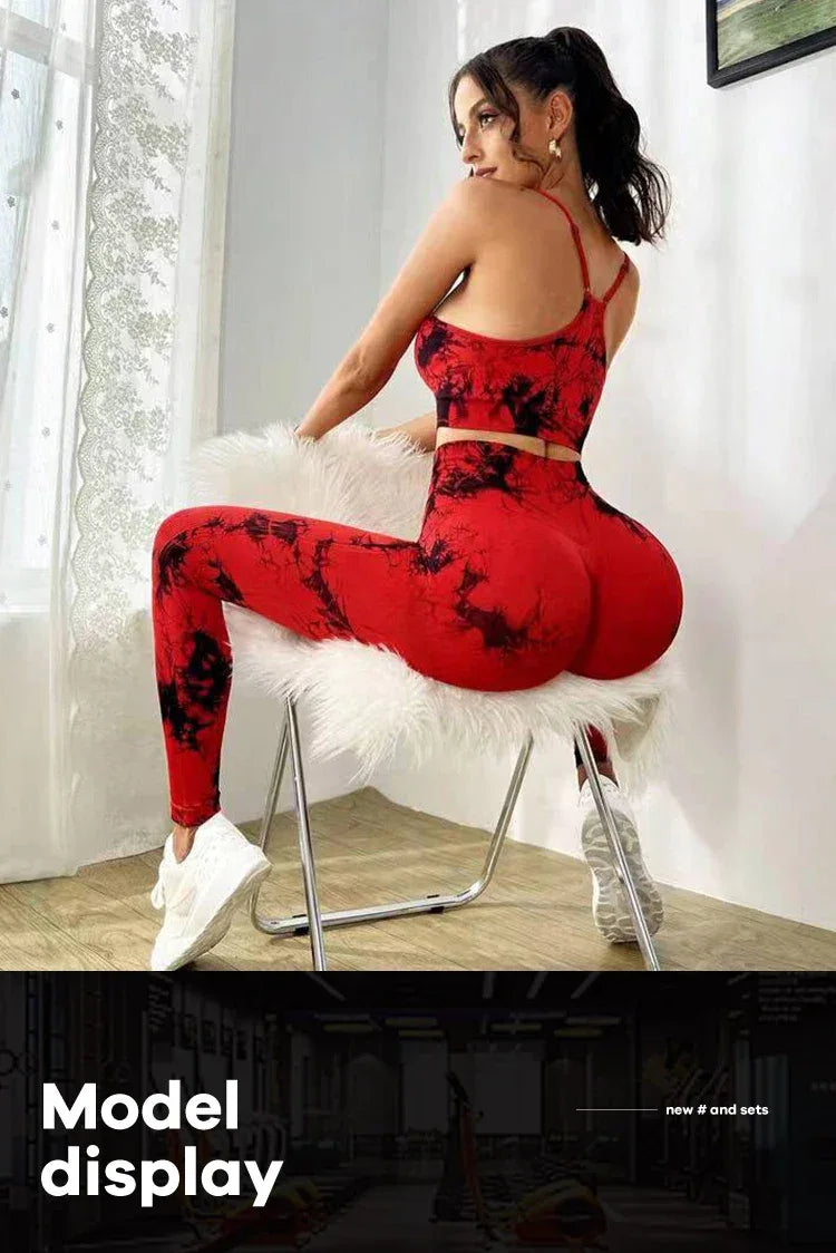 Tie Dye Yoga Women's Tracksuit Fitness Yoga Sets Sportswear Workout Bra+High Waist Leggings Gym Clothing Seamless Sports Suits - Zen Fit Plus