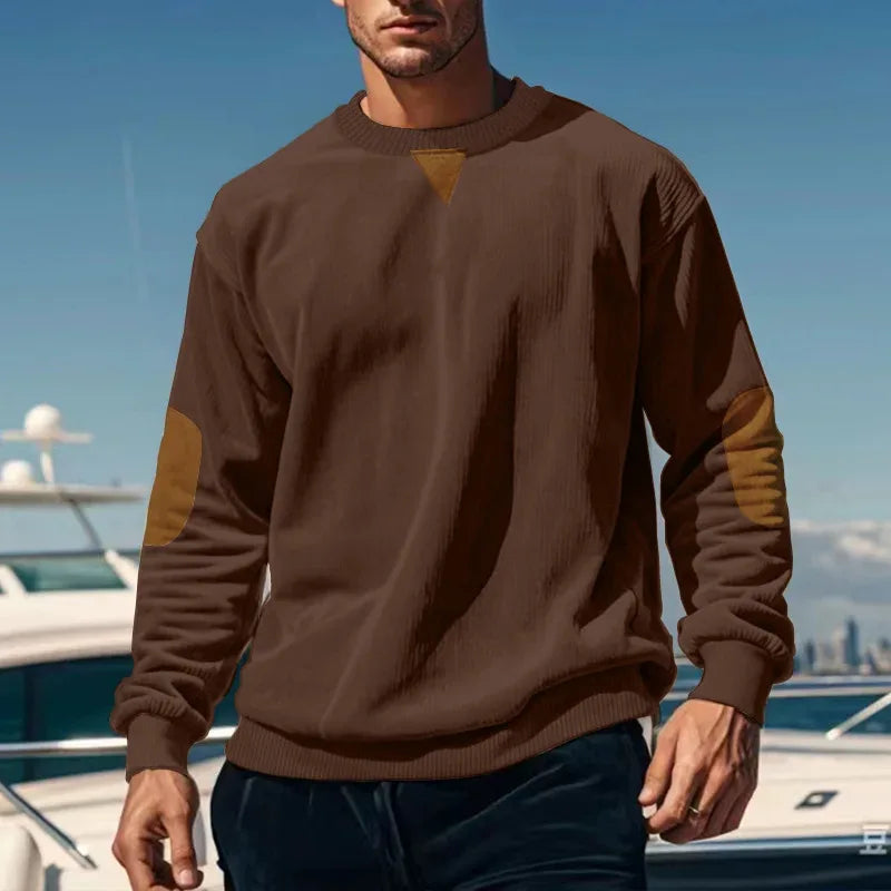 2024 hot-selling spring and autumn European size men's round neck casual stand-up collar corduroy long-sleeved sweater men - Zen Fit Plus