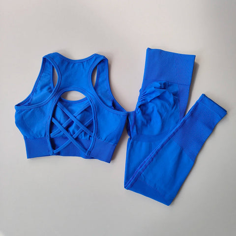 Women's tracksuit Fitness Suit Yoga Sets Sportswear Workout Sports Bra+High Waist Leggings Gym Clothing Seamless Sports Suits Zen fit plus